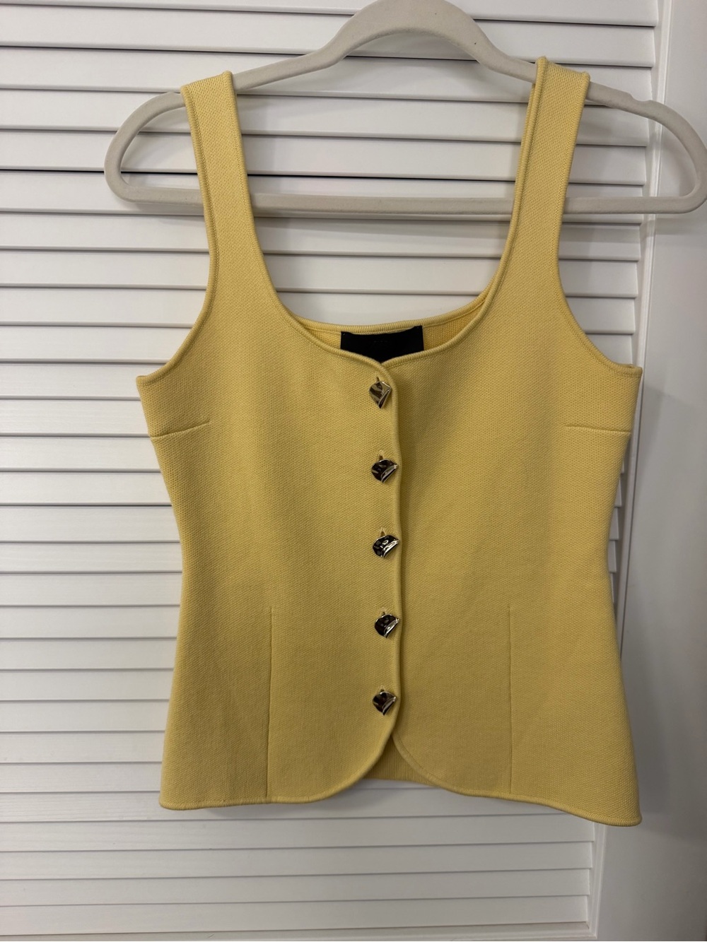 Zara Pale Yellow Button-Front Tank Top